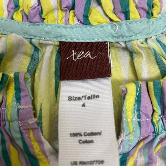 SALE Tea Collection Cap Sleeve Geometric Print Dress Girl’s Size 4  [K96] - Picture 3 of 3